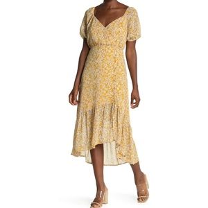 All in Favor floral high low midi dress